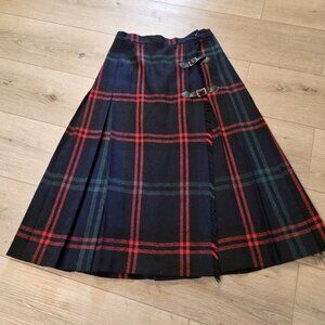 Vtg 60's Peerless Boston Plaid Skirt Red Green Blue Pleated Union Made READ Sz00